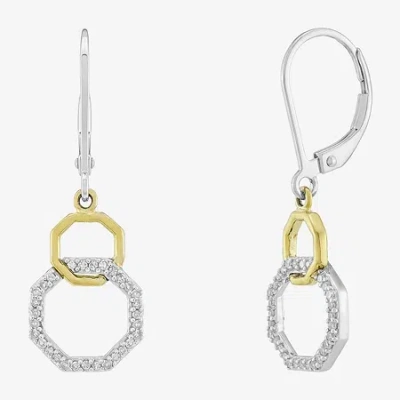 Fine Jewelry Limited Quantities! Womens 1/5 Ct. Natural White Diamond 10k Gold Sterling Silver Circle Drop Earrin In Multi