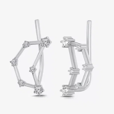 Fine Jewelry Limited Quantities! Womens 1/5 Ct. Natural White Diamond Sterling Silver Round Ear Climbers In Brown