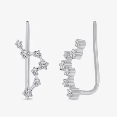 Fine Jewelry Limited Quantities! Womens 1/5 Ct. Natural White Diamond Sterling Silver Round Ear Climbers In Burgundy