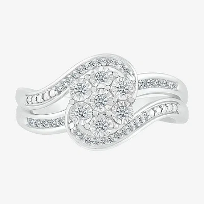 Fine Jewelry Limited Quantities! Womens 1/6 Ct. T.w. Natural White Diamond Sterling Silver Cocktail Ring In Transparent