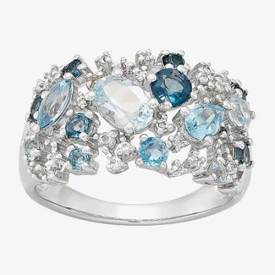 Fine Jewelry Limited Quantities! Womens 19mm Genuine Blue Topaz Sterling Silver Band