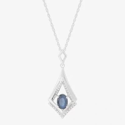 Fine Jewelry Limited Quantities! Womens Diamond Accent Genuine Blue Sapphire Sterling Silver Diamond 18 Inch Pend