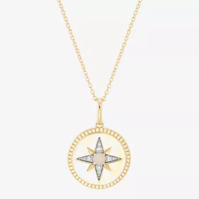 Fine Jewelry Limited Quantities! Womens Diamond Accent Lab Created White Opal 10k Gold Star 17 Inch Pendant Neckl In Transparent