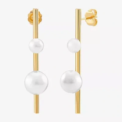 Fine Jewelry Limited Quantities! Womens Dyed White Cultured Freshwater Pearl 14k Gold Drop Earrings In Transparent