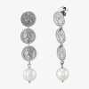 Fine Jewelry Limited Quantities! Womens Dyed White Cultured Freshwater Pearl Sterling Silver Drop Earrings In Transparent