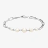 Fine Jewelry Limited Quantities! Womens Dyed White Cultured Freshwater Pearl Sterling Silver Strand Bracelet In Transparent