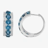 Fine Jewelry Limited Quantities! Womens Genuine Blue Topaz Sterling Silver 23.5mm Hoop Earrings In Transparent