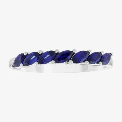 Fine Jewelry Limited Quantities! Womens Lab Created Blue Sapphire 10k White Gold Band