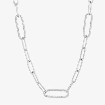 Fine Jewelry Limited Quantities! Womens Sterling Silver 18 Inch Paperclip Chain Necklace In Transparent
