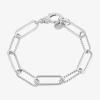 Fine Jewelry Limited Quantities! Womens Sterling Silver 7.5 Inch Hollow Paperclip Chain Bracelet In Transparent