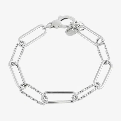 Fine Jewelry Limited Quantities! Womens Sterling Silver 7.5 Inch Hollow Paperclip Chain Bracelet In Transparent
