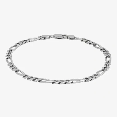 Fine Jewelry Limited Quantities! Womens Sterling Silver 8 1/2 Inch Solid Figaro Chain Bracelet In White