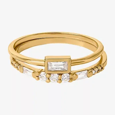 Fine Jewelry Limited Quantities! Womens White Cubic Zirconia 14k Gold Over Silver Ring Set In Yellow