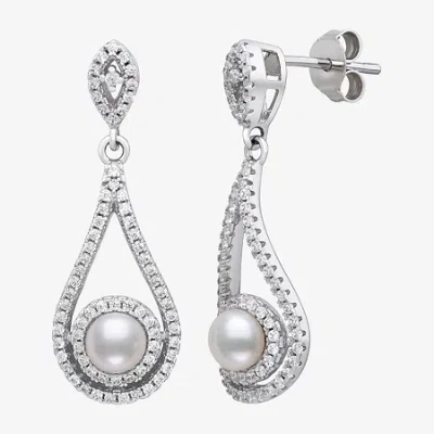 Fine Jewelry Limited Quantities! Womens White Cultured Freshwater Pearl Sterling Silver Pear Drop Earrings In Transparent