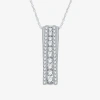 Fine Jewelry Linear Womens 1/2 Ct. T.w. Lab Grown White Diamond Sterling Silver 18 Inch Pendant Necklace In Transparent