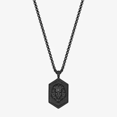 Fine Jewelry Lion Mens Stainless Steel Dog Tag 24 Inch Pendant Necklace In Transparent