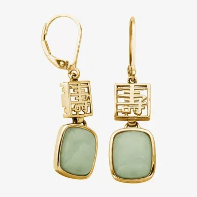 Fine Jewelry Longevity Womens Genuine Green Jade 18k Gold Over Silver Cushion Drop Earrings In Transparent
