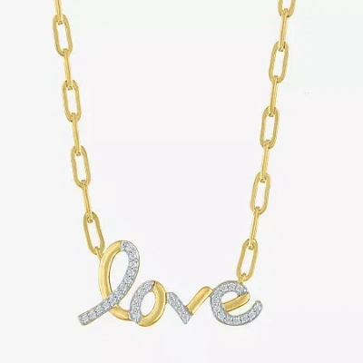 Fine Jewelry "love" (g-h / I1-i2) Womens 1/10 Ct. T.w. Lab Grown White Diamond 14k Gold Over Silver Paperclip 18  In Transparent
