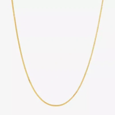 Fine Jewelry Made In Italy 14k Gold 16 - 18 Inch Solid Herringbone Chain Necklace In Transparent