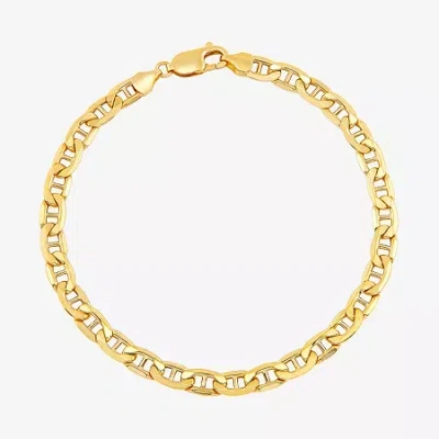Fine Jewelry Made In Italy Mens 10k Gold Semisolid Link Chain Bracelet In Transparent