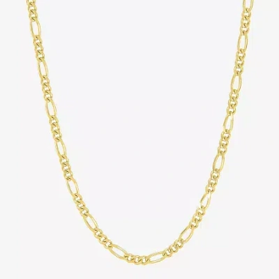 Fine Jewelry Made In Italy Mens 14k Gold Over Silver 20 Inch Figaro Chain Necklace In Yellow