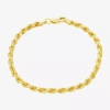 Fine Jewelry Made In Italy Mens 14k Gold Over Silver 8 Inch Solid Rope Chain Bracelet In Transparent