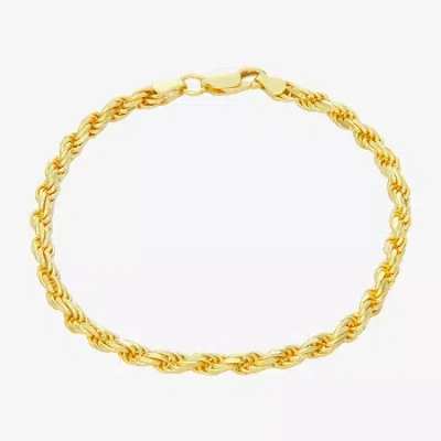 Fine Jewelry Made In Italy Mens 14k Gold Over Silver 8 Inch Solid Rope Chain Bracelet In Transparent