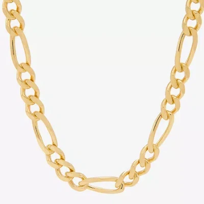 Fine Jewelry Made In Italy Mens 24k Gold Over Silver 24 Inch Figaro Chain Necklace In Yellow