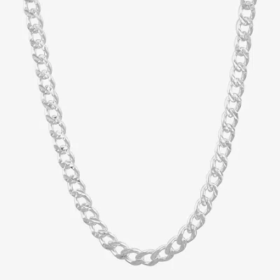 Fine Jewelry Made In Italy Mens Sterling Silver 20 Inch Curb Chain Necklace In White