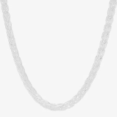 Fine Jewelry Made In Italy Mens Sterling Silver 22 Inch Wheat Chain Necklace In White