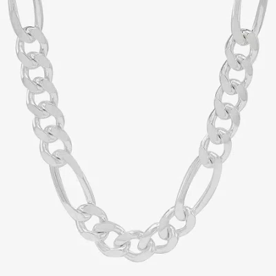 Fine Jewelry Made In Italy Mens Sterling Silver 24 Inch Figaro Chain Necklace In White