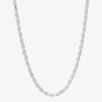 Fine Jewelry Made In Italy Mens Sterling Silver 24 Inch Rope Chain Necklace In White