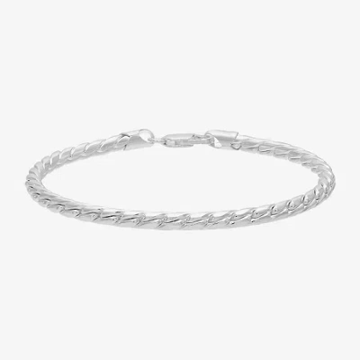 Fine Jewelry Made In Italy Mens Sterling Silver 8 1/2 Inch Solid Curb Chain Bracelet In Gray
