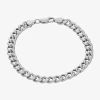 Fine Jewelry Made In Italy Mens Sterling Silver 8 Inch Hollow Cuban Chain Bracelet In Transparent