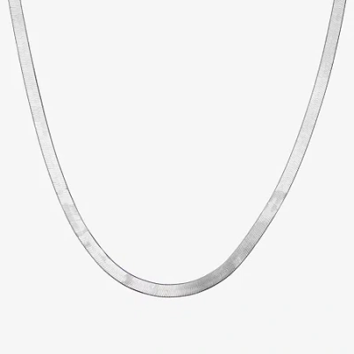 Fine Jewelry Made In Italy Sterling Silver 18 - 24 Inch Solid Herringbone Chain Necklace In Transparent