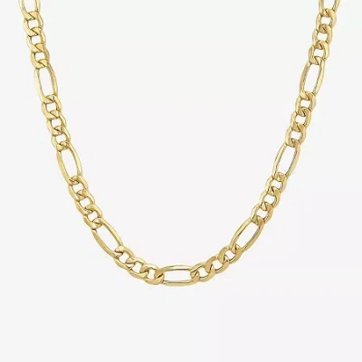 Fine Jewelry Made In Italy Unisex Adult 10k Gold 20 Inch Figaro Chain Necklace In Transparent