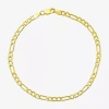 Fine Jewelry Made In Italy Unisex Adult 10k Gold 7.5 Inch Semisolid Figaro Chain Bracelet In Transparent