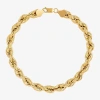 Fine Jewelry Made In Italy Unisex Adult 10k Gold 9 Inch Hollow Rope Chain Bracelet In Transparent