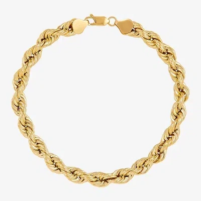 Fine Jewelry Made In Italy Unisex Adult 10k Gold 9 Inch Hollow Rope Chain Bracelet In Transparent