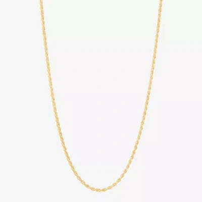 Fine Jewelry Made In Italy Unisex Adult 14k Gold Over Silver 20 Inch Rope Chain Necklace In Yellow