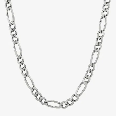 Fine Jewelry Made In Italy Unisex Adult Sterling Silver 22 Inch Figaro Chain Necklace In Metallic