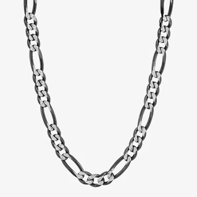 Fine Jewelry Made In Italy Unisex Adult Sterling Silver 24 Inch Figaro Chain Necklace In White