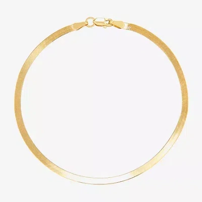 Fine Jewelry Made In Italy Womens 10k Gold 7.25 Inch Solid Herringbone Chain Bracelet In Transparent