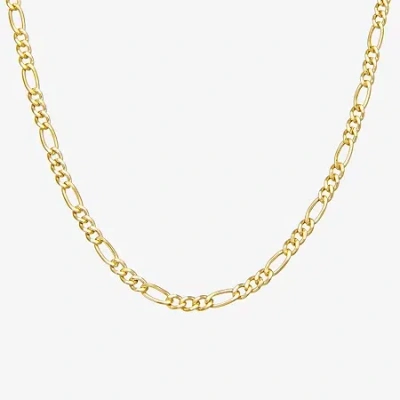 Fine Jewelry Made In Italy Womens 14k Gold Over Silver 18 Inch Figaro Chain Necklace In Transparent