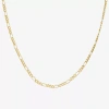 Fine Jewelry Made In Italy Womens 14k Gold Over Silver 18 Inch Figaro Chain Necklace In Transparent