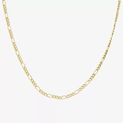 Fine Jewelry Made In Italy Womens 14k Gold Over Silver 18 Inch Figaro Chain Necklace In Transparent