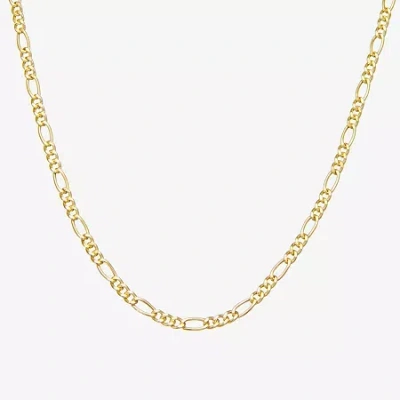 Fine Jewelry Made In Italy Womens 14k Gold Over Silver 18 Inch Figaro Chain Necklace In Transparent