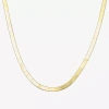 Fine Jewelry Made In Italy Womens 14k Gold Over Silver 18 Inch Herringbone Chain Necklace In Transparent