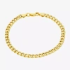 Fine Jewelry Made In Italy Womens 14k Gold Over Silver 7.25 Inch Hollow Curb Chain Bracelet In Transparent