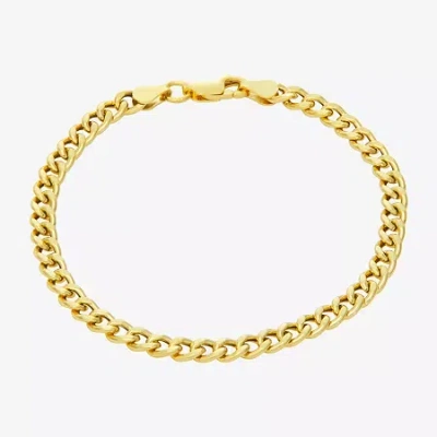 Fine Jewelry Made In Italy Womens 14k Gold Over Silver 7.25 Inch Hollow Curb Chain Bracelet In Transparent